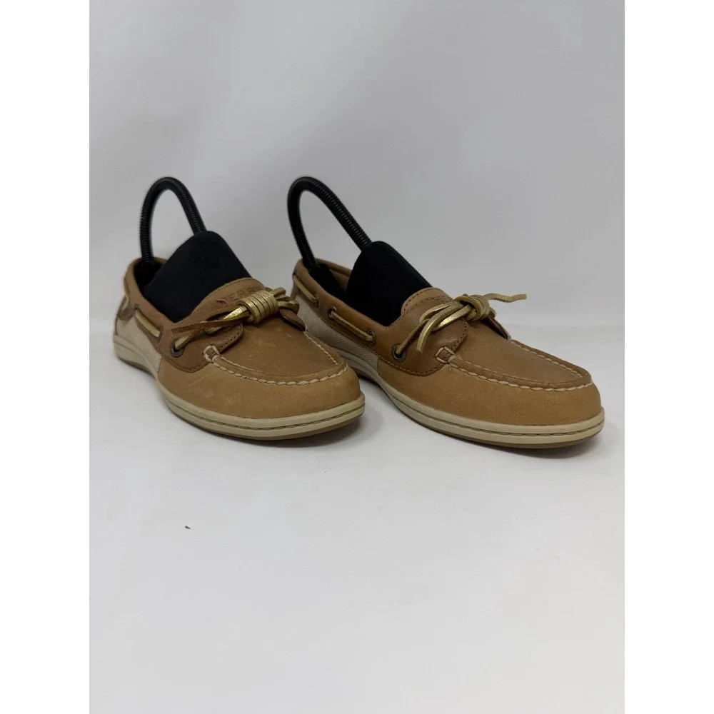 Sperry Top Sider Women Brown Tan‎ Leather Boat Shoes Size 6M STS97211